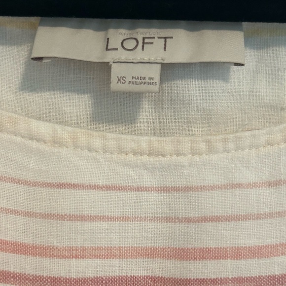 LOFT linen Pink and Cream Striped Top - Picture 3 of 4